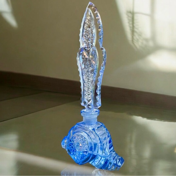 Art Deco Sapphire Czech Crystal Perfume Bottle - Picture 8 of 16